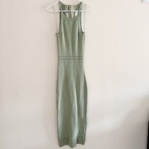 MARBLE Olive Green Crochet Maxi Dress